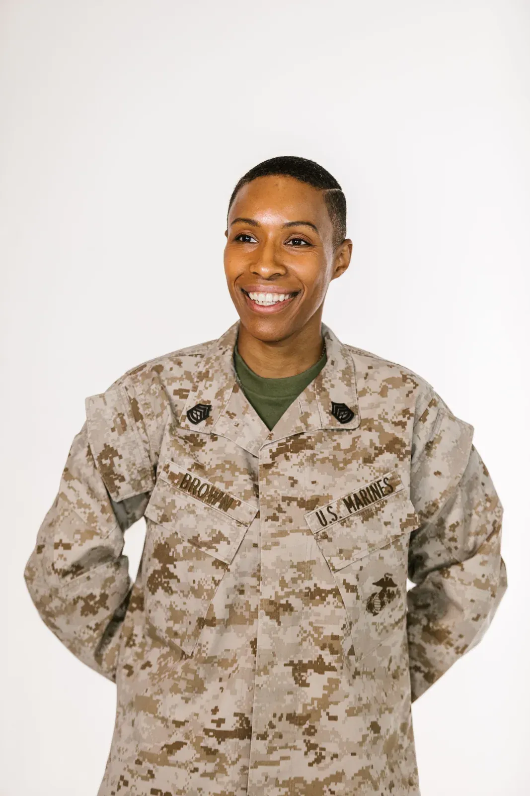 U.S. Marine in a desert MARPAT camouflage uniform